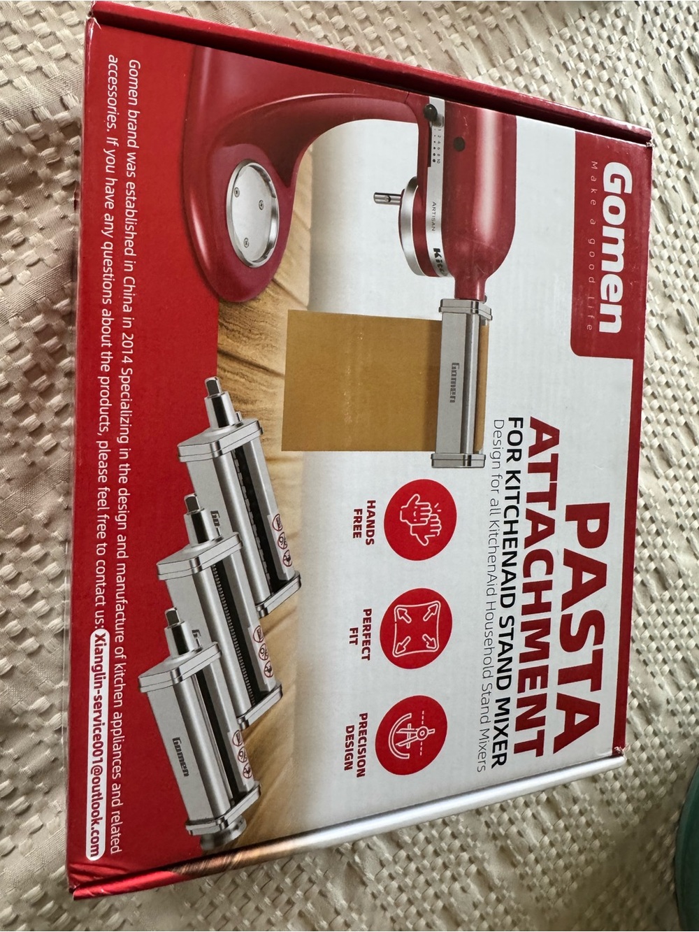 Gomen Red Pasta Attachment for Stand Mixer